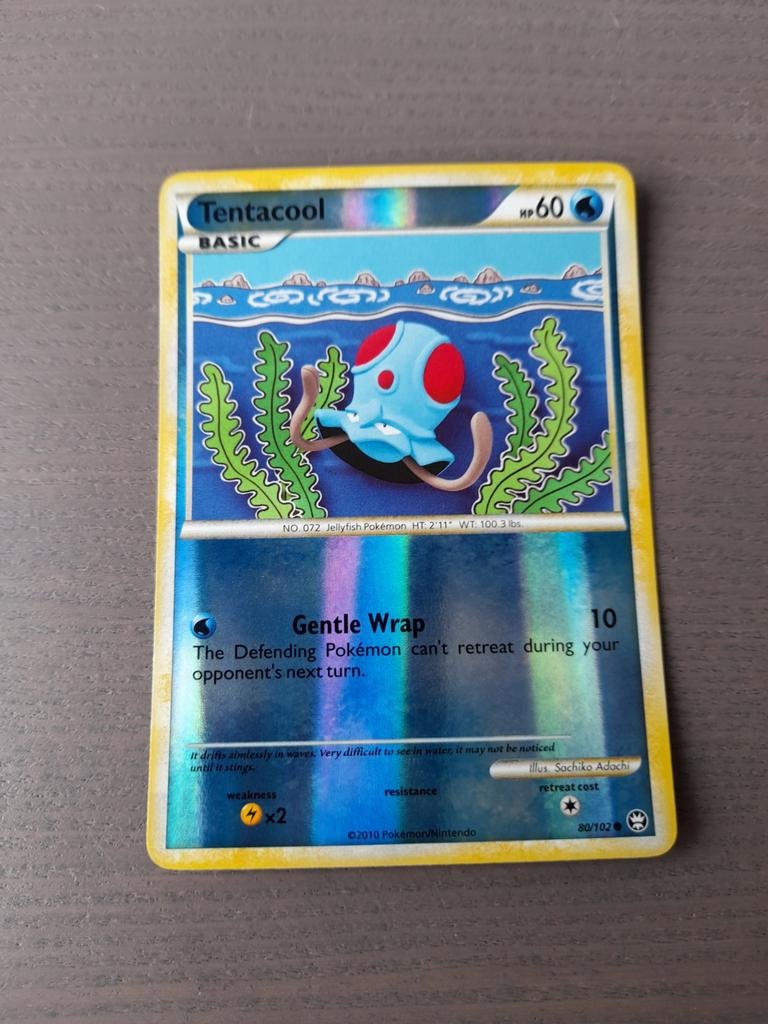Triumphant 80/102 tentacool reverse, Ophalen of Verzenden, Gebruikt, Losse kaart, Foil