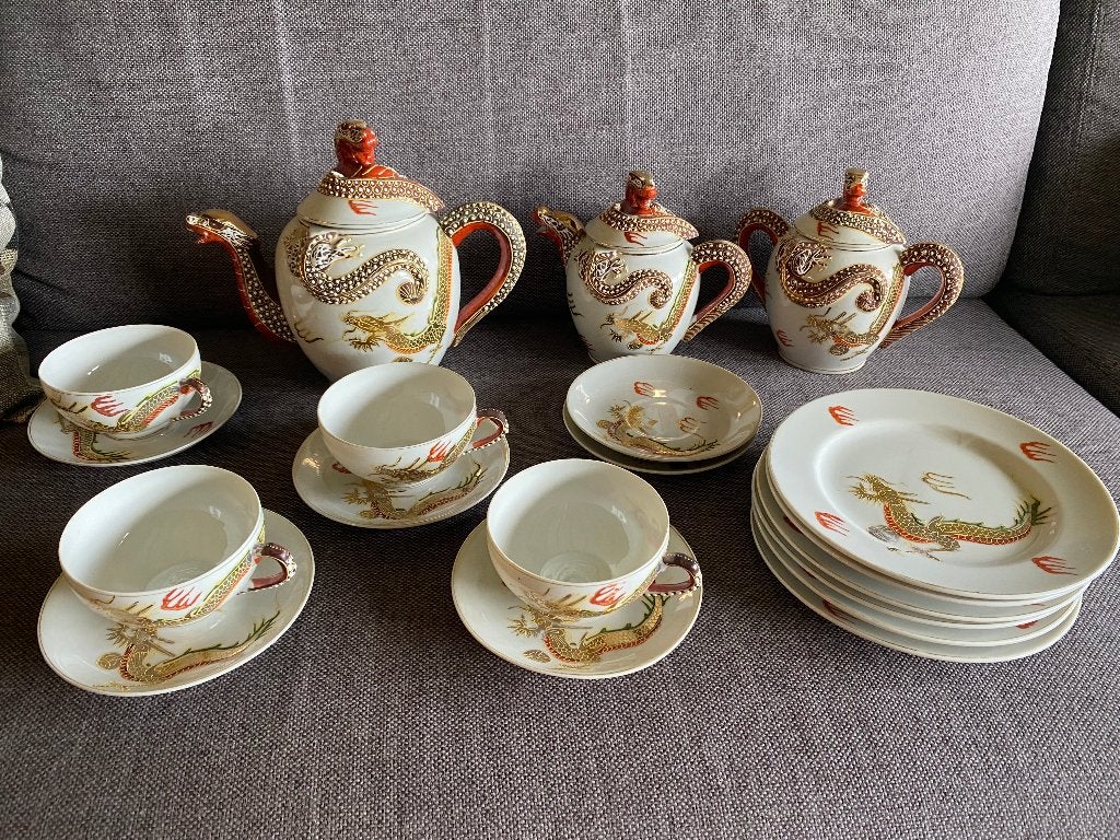 Vintage Japans thee servies (Dragonware theeset), Ophalen of Verzenden