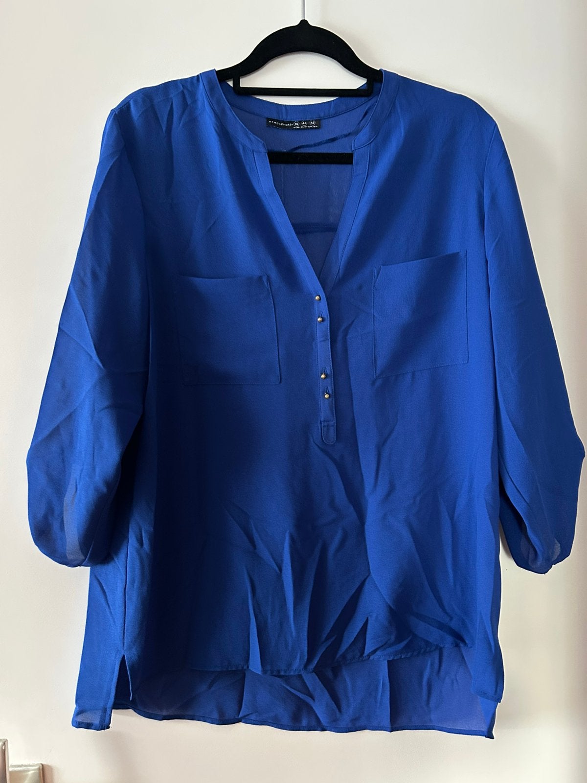 Blauwe Blouse Atmosphere Maat 42/44, Ophalen of Verzenden, Zo goed als nieuw, Maat 42/44 (L), Blauw
