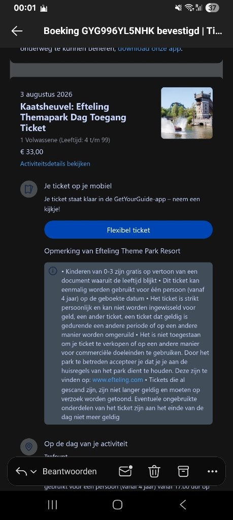 Efteling ticket, Tickets en Kaartjes, Eén persoon