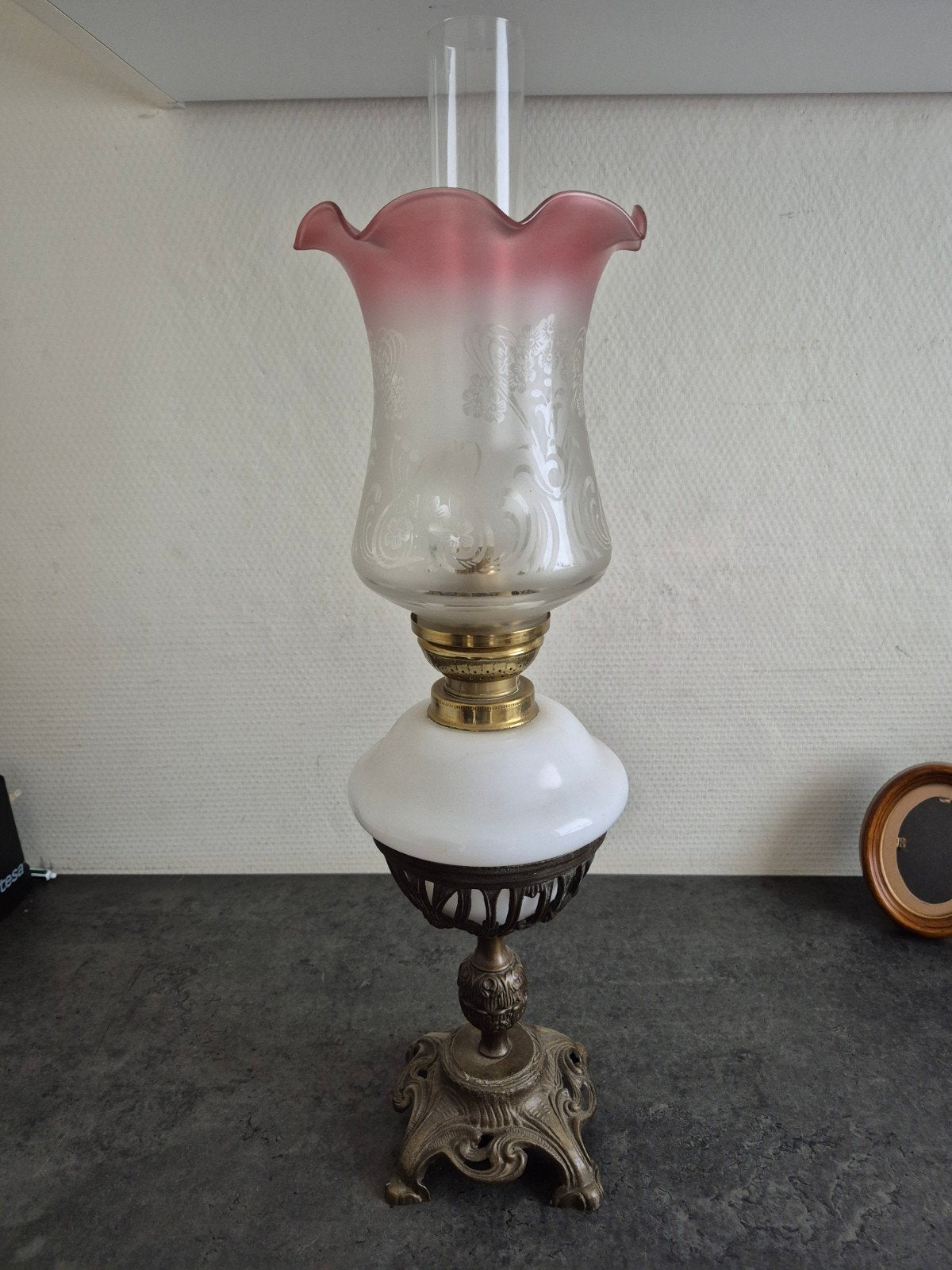 Grote antieke olielamp., Antiek en Kunst, Antiek | Lampen, Ophalen of Verzenden
