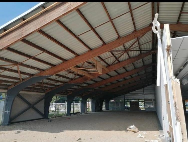 Houten gelamineerde spanten | 24 meter vrije overspanning, Doe-het-zelf en Verbouw, Ophalen, Gebruikt, Overige typen, Overige houtsoorten