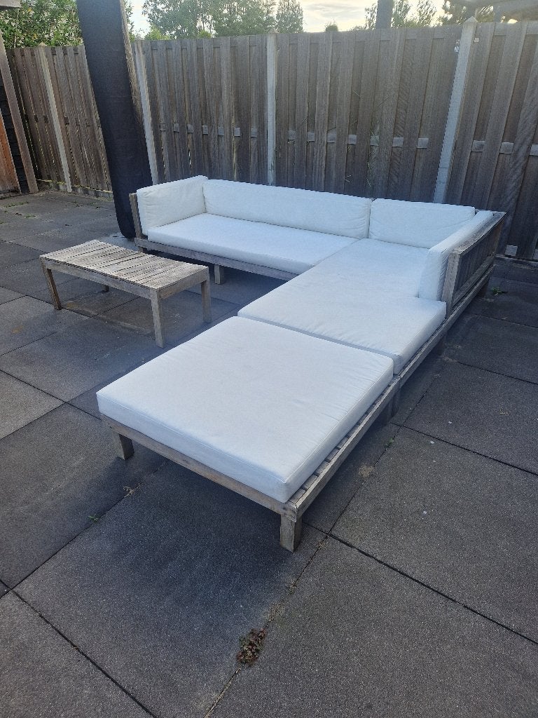 loungebank, Ophalen, Gebruikt, Bank, Teakhout