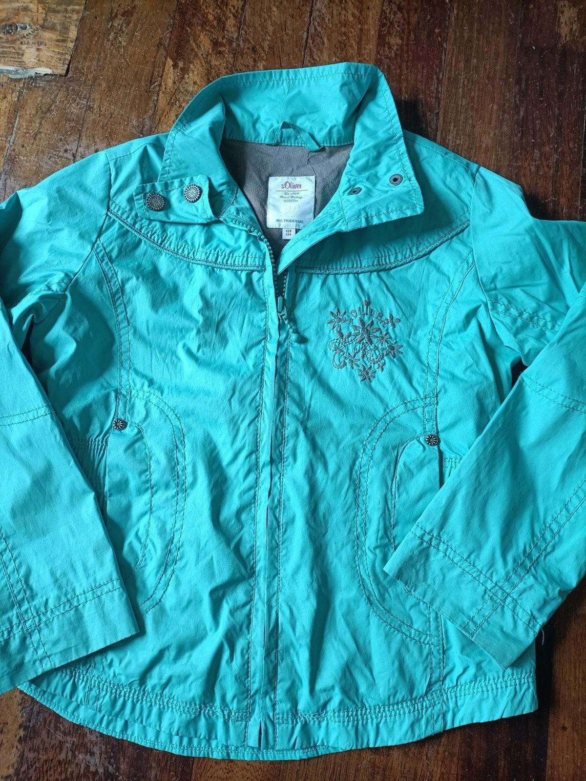 S.Oliver jasje turquoise maat 128/134, Gebruikt, Jongen of Meisje, Ophalen of Verzenden, Jas