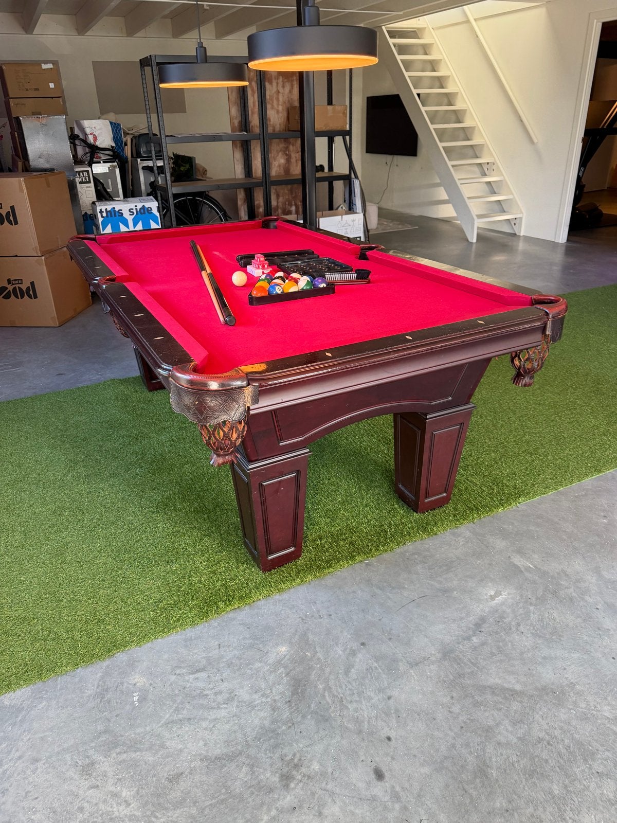 Leistenen pooltafel uit AZ stadion incl. accessoires, Ophalen, Gebruikt, Pooltafel