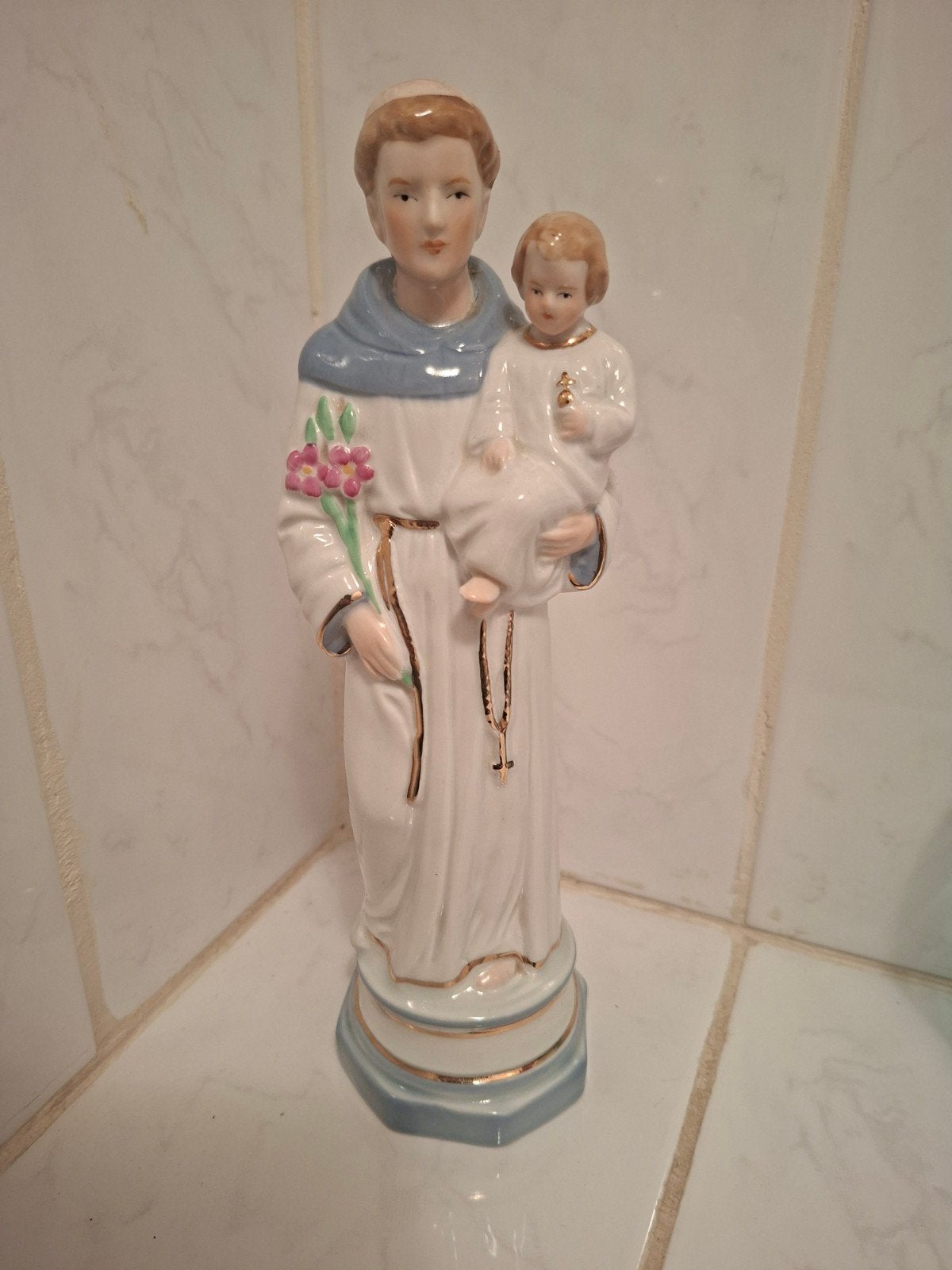 Beeldje Heilige Antonius met Kindje Jezus - Porselein, Ophalen of Verzenden