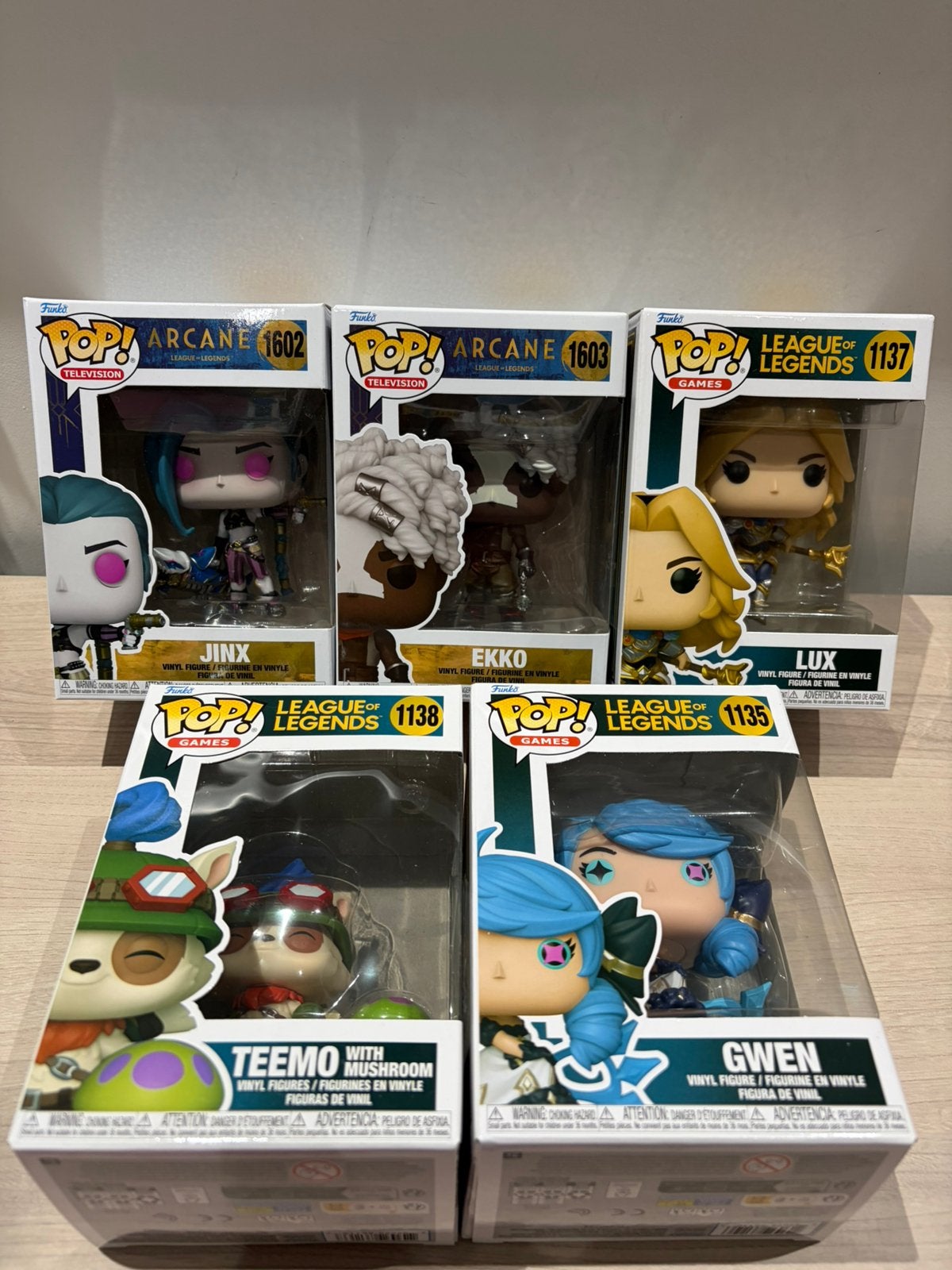 Funko Pop! League of Legends Jinx, Ekko, Lux, Gwen & Teemo, Funko Europe, Ophalen of Verzenden, Zo goed als nieuw, 4th floor, 1 Queen Caroline St, London W6 9YN, Verenigd Koninkrijk