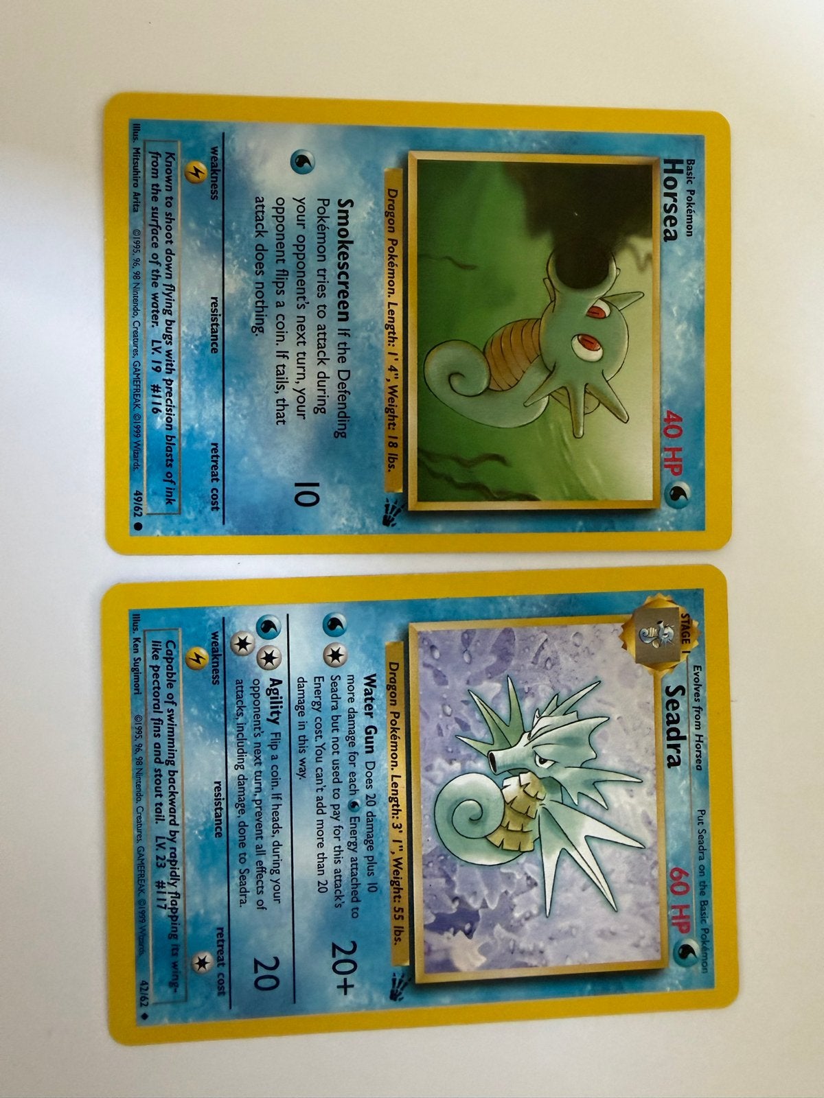 Pokémon Horsea & Seadra evolutielijn – Fossil – Originele, Ophalen, Gebruikt, Meerdere kaarten