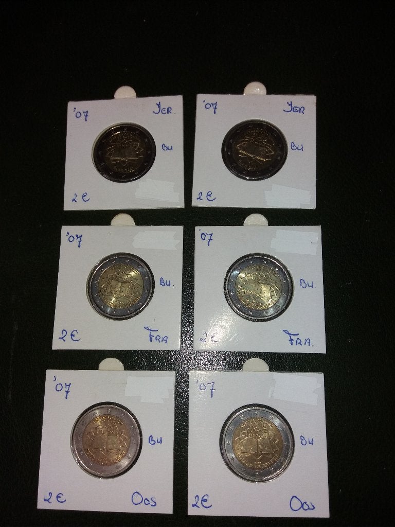 Verdrag van Rome 2 Euro BU en Circ diverse landen, Ophalen of Verzenden, Overige landen, 2 euro, Losse munt