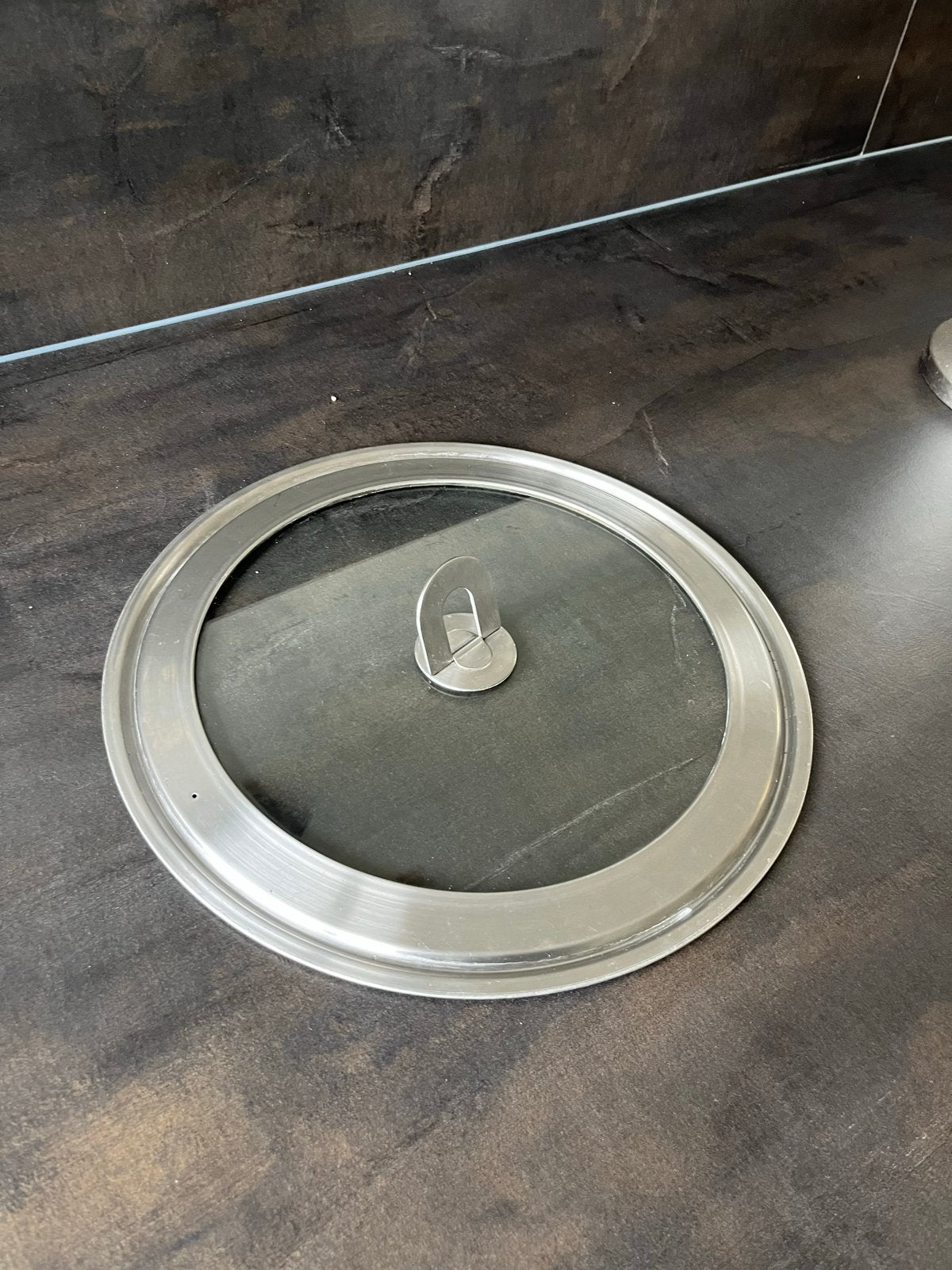Ikea Glazen deksel met rvs rand. 34cm, Zilver, Ophalen of Verzenden, Overige merken, Glas