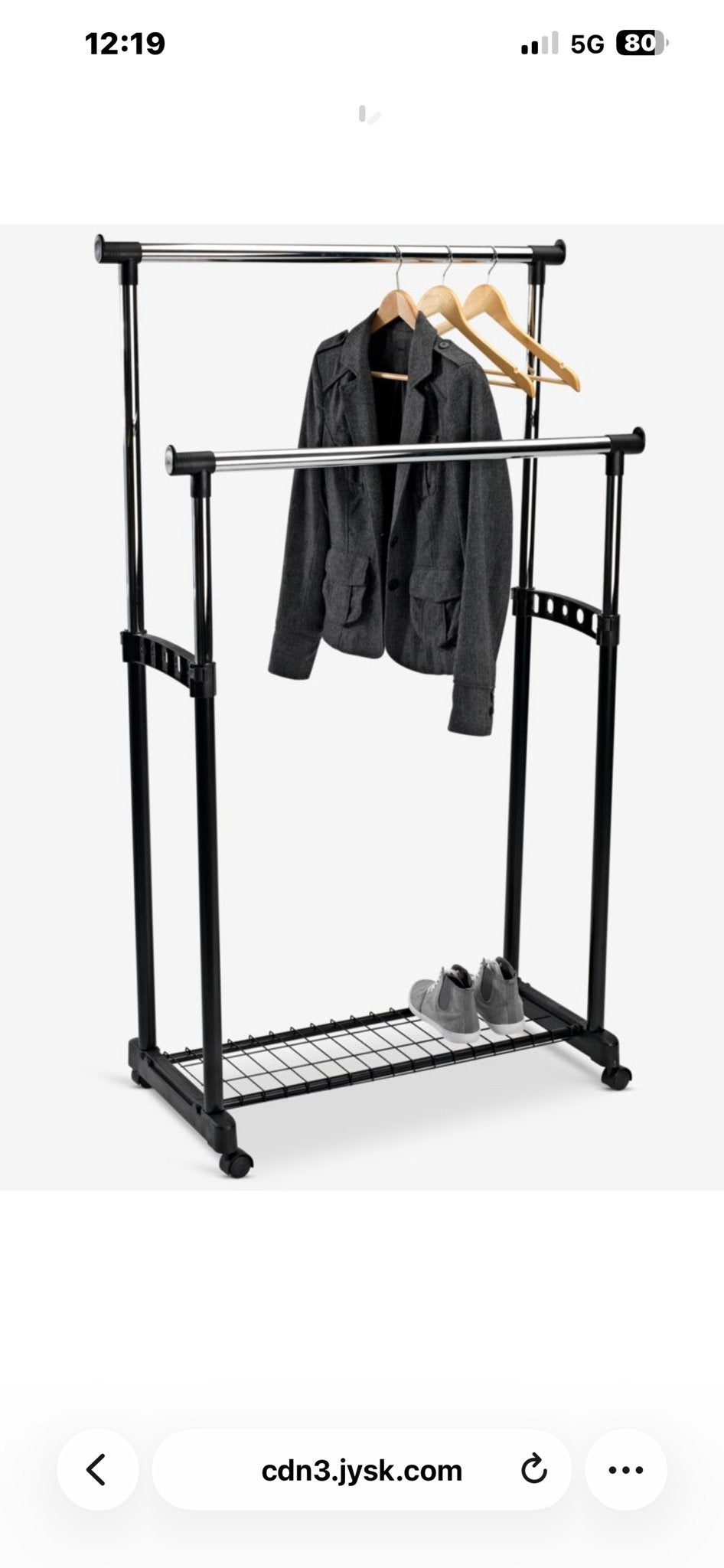 Verstelbaar kledingrek met wielen en schoenenrek, Kleding | Dames, Kledingrekken, Ophalen, Met wielen, Zo goed als nieuw