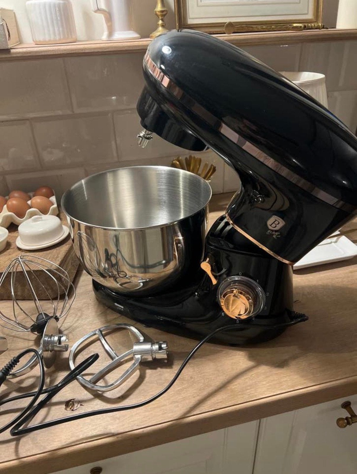Berlinger House Mixer - Zwart met Koperen Details, 4 liter of meer, Ophalen, Zo goed als nieuw, 3 snelheden of meer