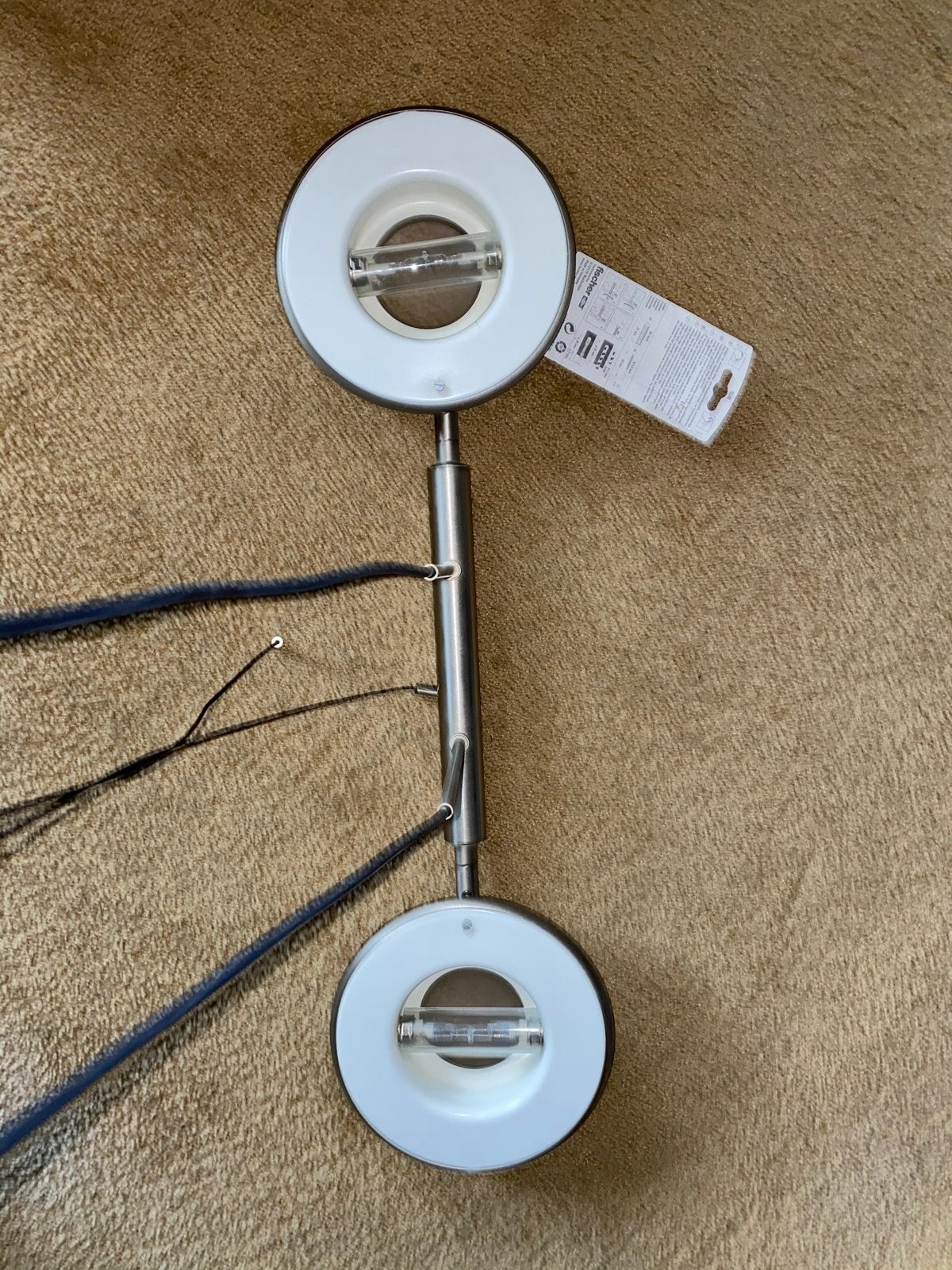 Moderne plafondlamp met twee halogeen spots, Ophalen, Gebruikt, Metaal, G9