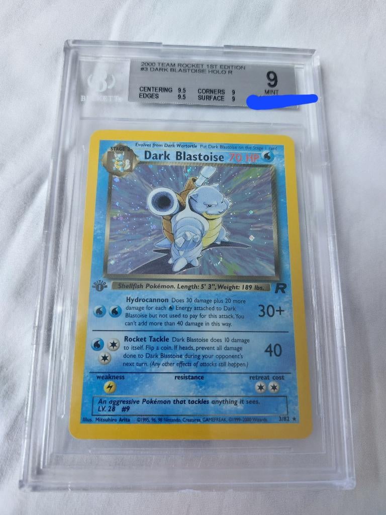 2000 First Edition Team Rocket Dark Blastoise BGS 9 + SWIRL, Ophalen, Zo goed als nieuw, Losse kaart