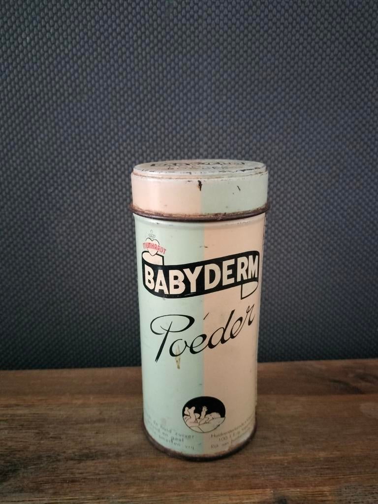 Vintage Babyderm Poeder Blikje - Nostalgische Decoratie, Antiek en Kunst, Antiek | Overige Antiek, Ophalen of Verzenden