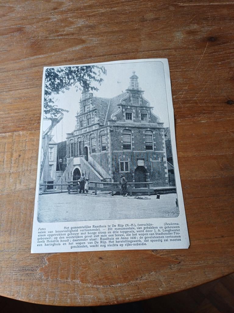 Knipsel raadhuis De Rijp 1909, Ophalen of Verzenden, Voor 1920, Knipsel(s)