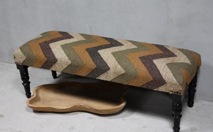 Stoere Sofa Kelim Hocker Vintage Bankje Retro Voetenbank, Minder dan 75 cm, Stoer Kleurrijk Vintage Look Boho Landelijk Retro Uniek Oosters