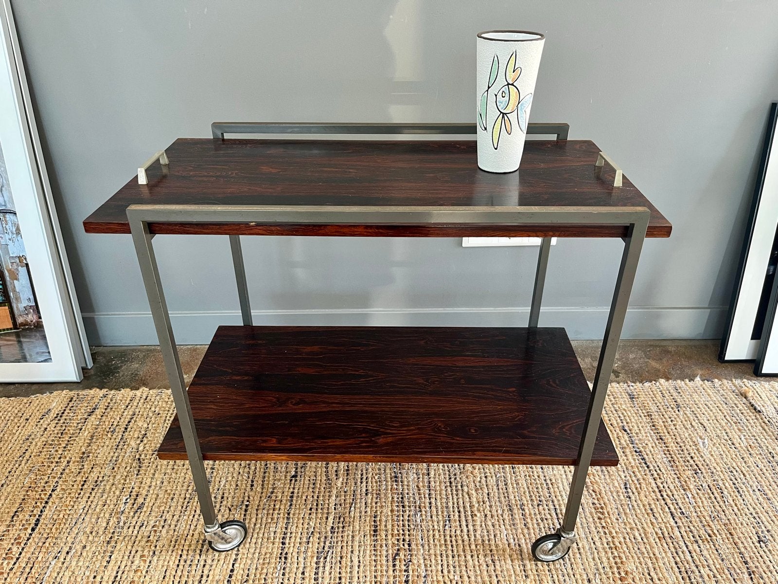 Vintage drank- of koffiekarretje met wieltjes, Ophalen