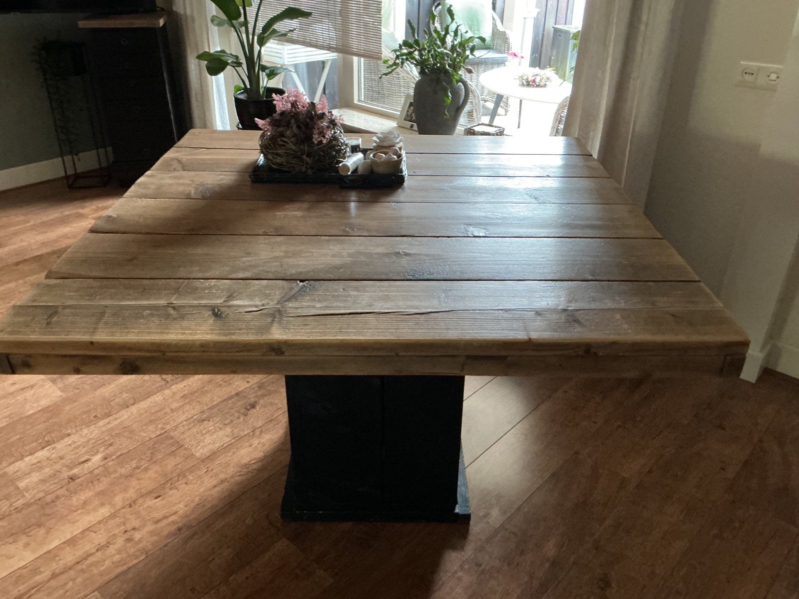 Steigerhouten eettafel 120x120 cm, Huis en Inrichting, Tafels | Eettafels, Ophalen, Gebruikt, 100 tot 150 cm, Vierkant