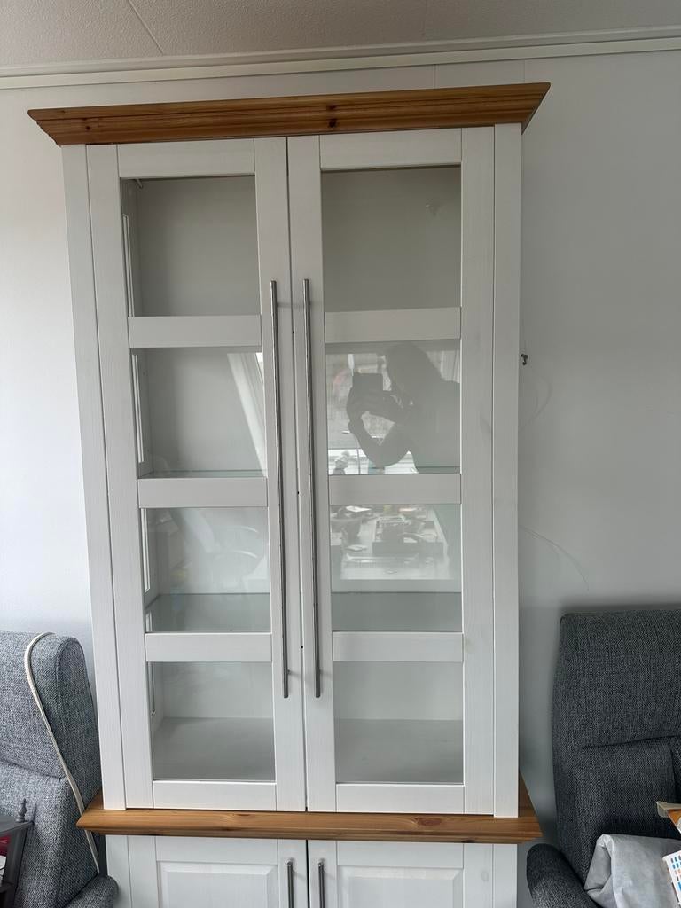 Vitrine kast, Ophalen, 50 tot 100 cm, Zo goed als nieuw, 150 tot 200 cm
