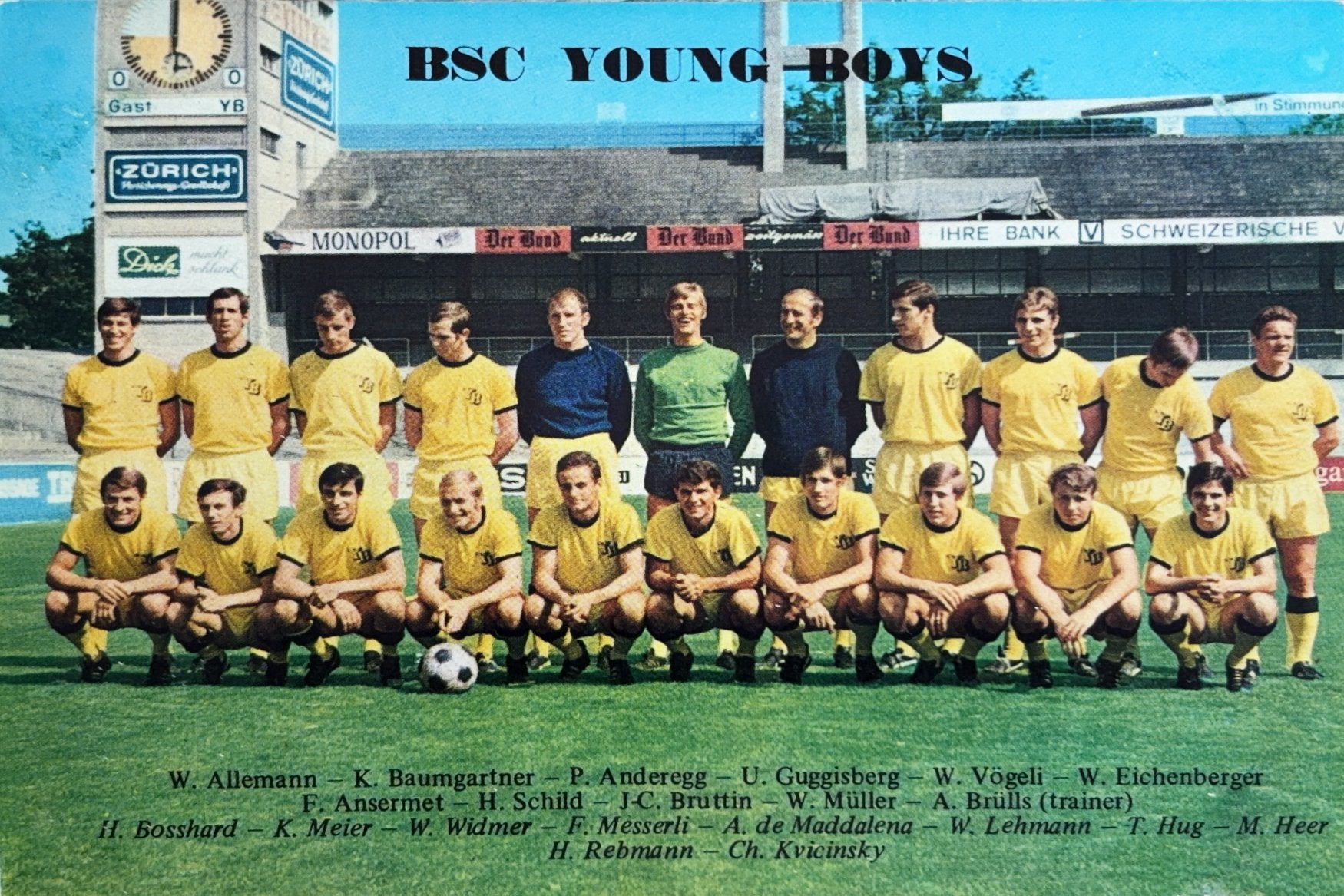 Elftalkaart BSC Young-Boys - Bern - Seizoen 1970/1971, Verzenden, Zo goed als nieuw, Feyenoord, Spelerskaart