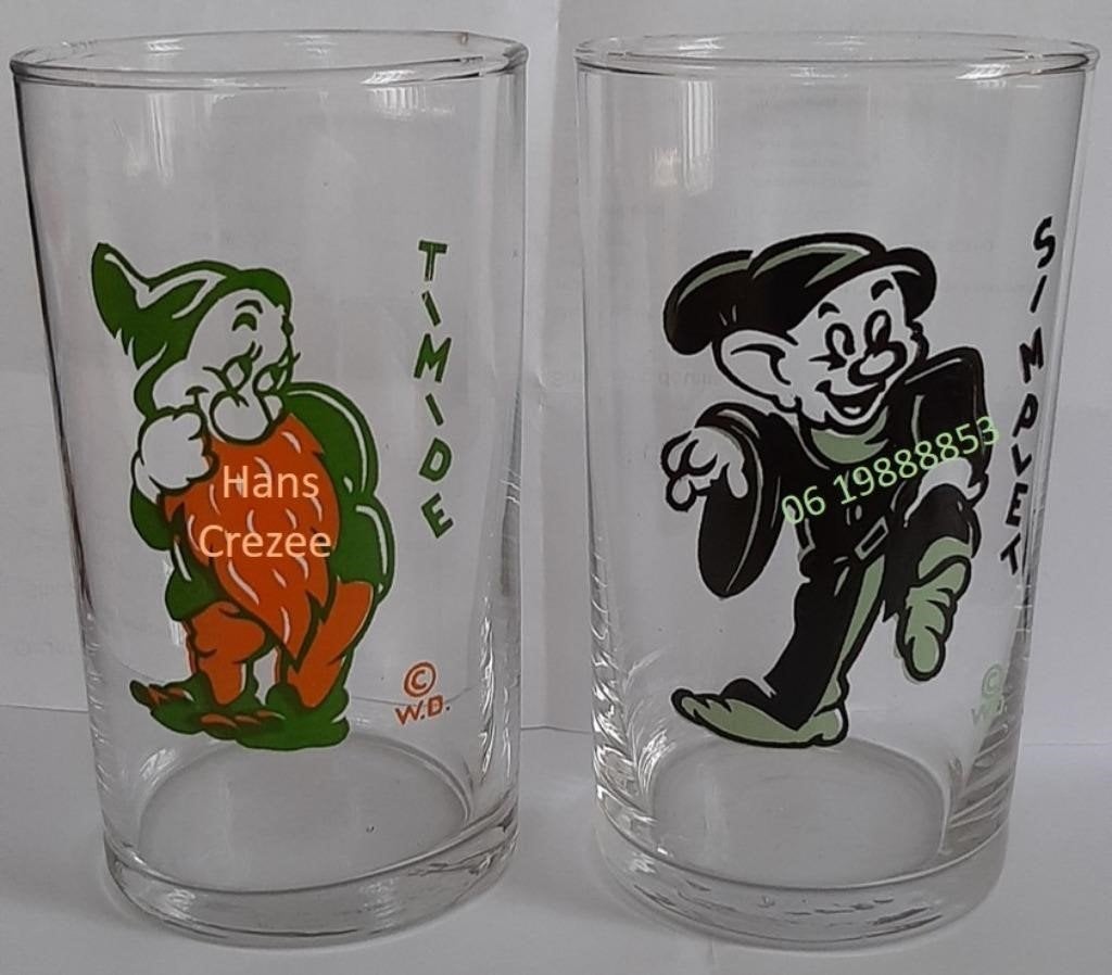zoek sneeuwwitje 7 dwergen blanche neige et les 7 nains glas, Antiek en Kunst, Ophalen of Verzenden