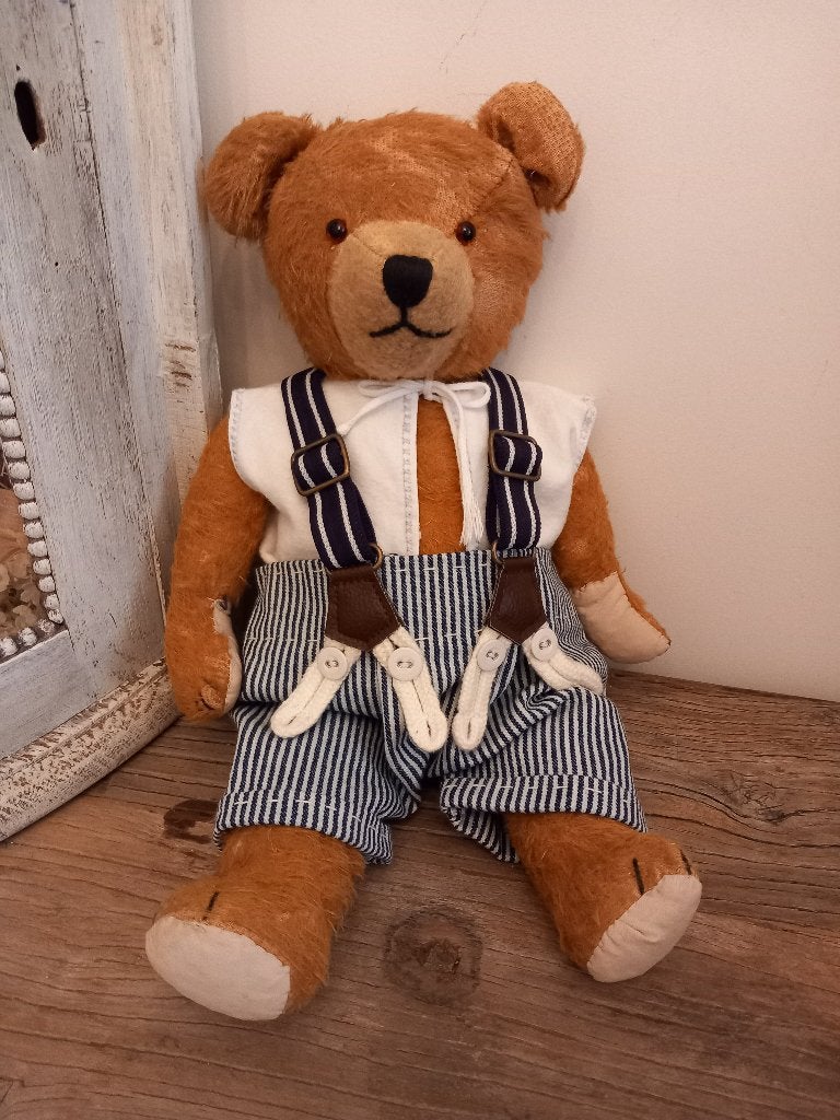 Vintage beren of poppen broekje met bretels en hemdje,, Ophalen of Verzenden, Zo goed als nieuw, Kleertjes