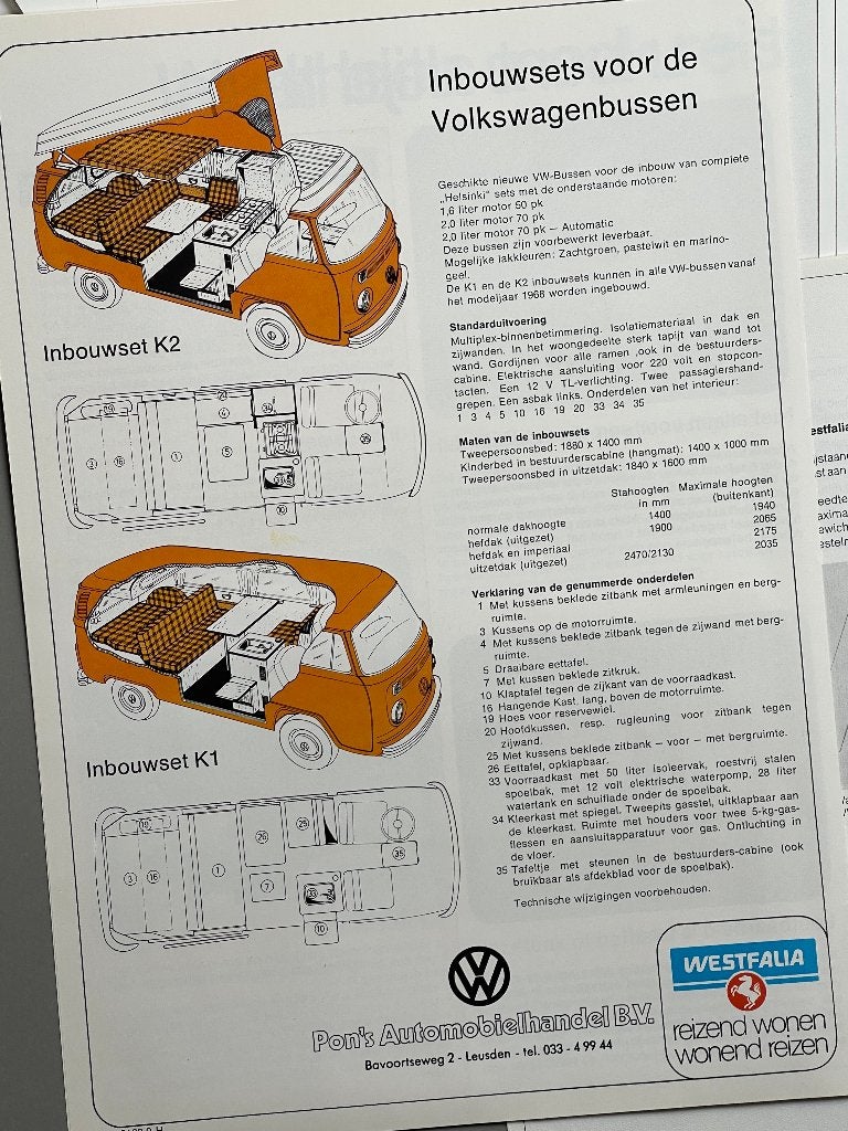 Persmap VW T2 Combi  en Volkswagen LT 28  camper / 1977, Ophalen of Verzenden, Zo goed als nieuw, Volkswagen