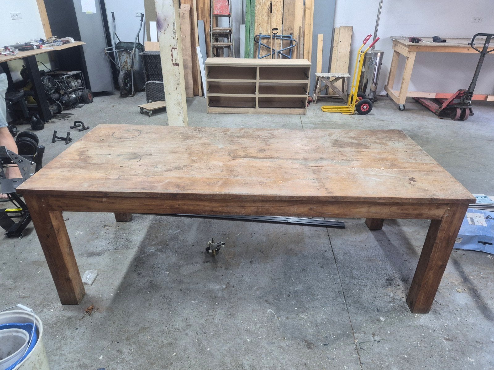 Teak houten eettafel, Ophalen, Gebruikt, 200 cm of meer, 50 tot 100 cm