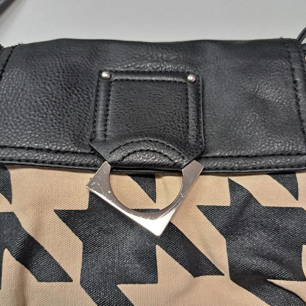Liz Claiborne vintage crossbody tas – zwart/beige art 48560, Zwart, Ophalen of Verzenden, Zo goed als nieuw, Liz Claiborne