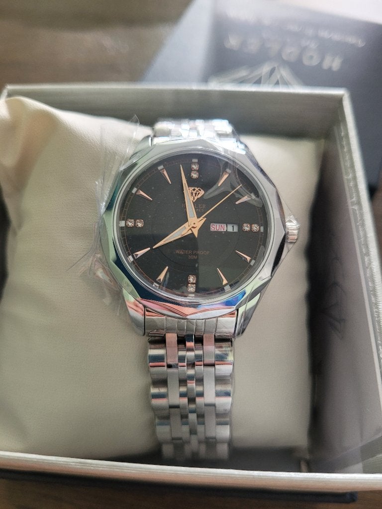 Nieuwe Hodler Geneve zilver - zwart t.w.v. € 399, Nieuw, Ophalen of Verzenden, Waterdicht, Android