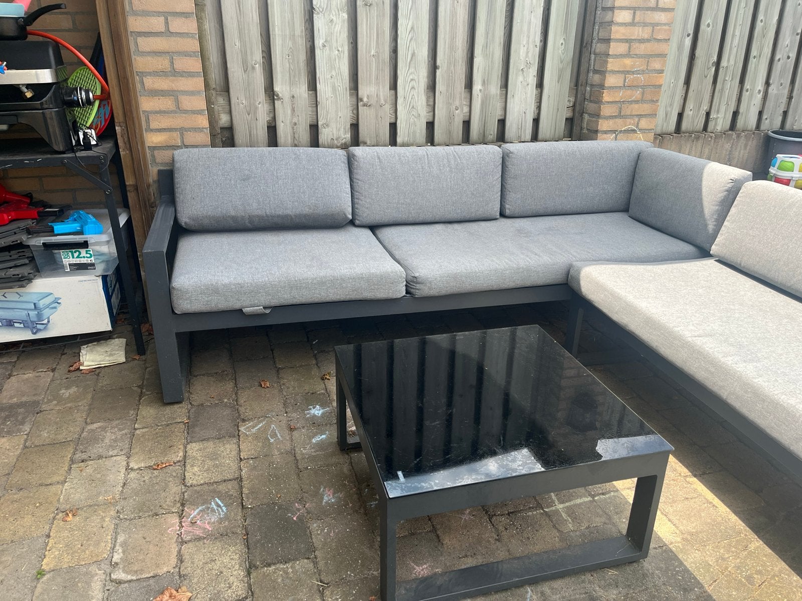 Bois le Duc tuinset - Hoekbank met salontafel, Ophalen, 5 zitplaatsen, Gebruikt, Aluminium