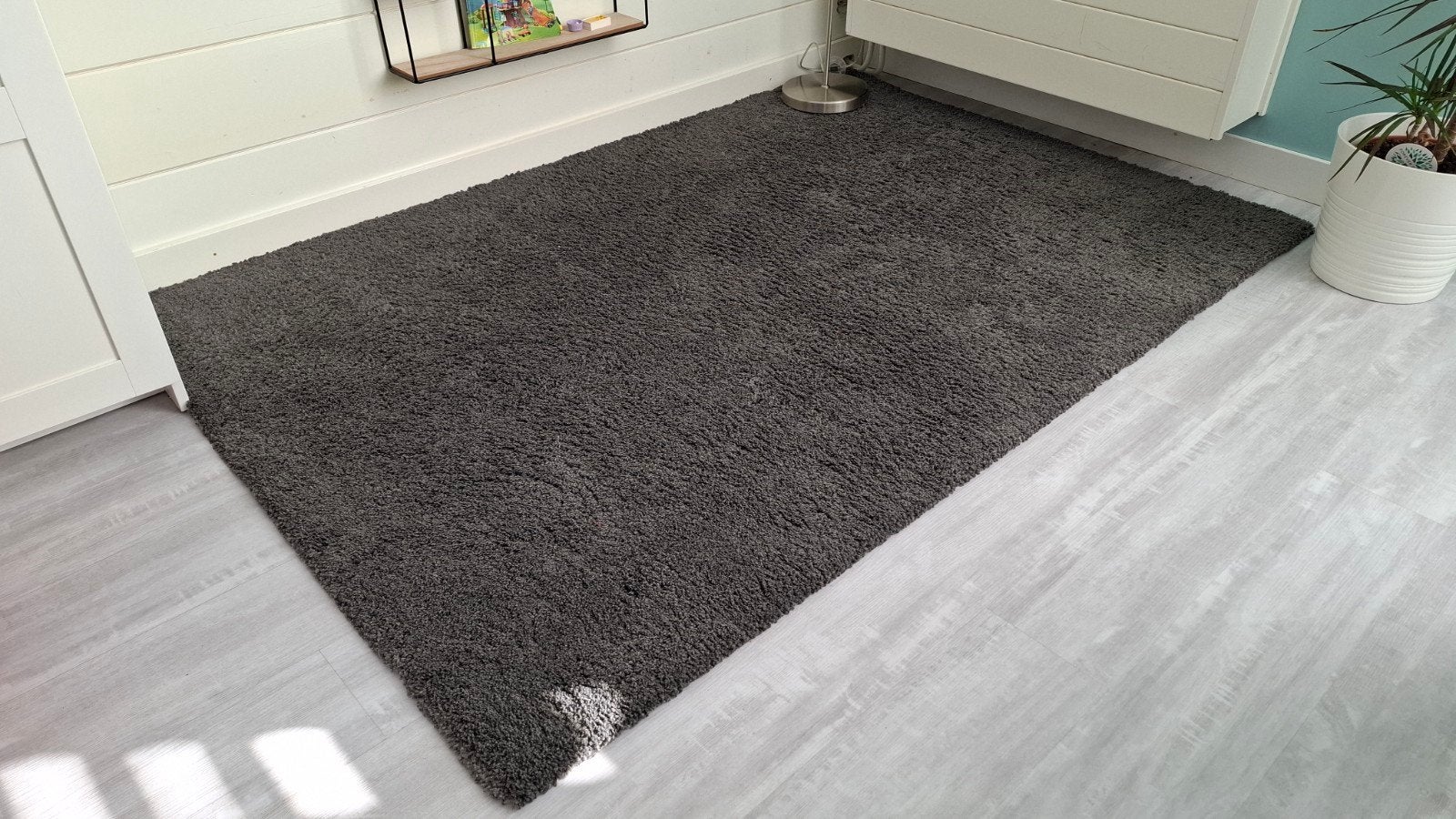 Ikea vloerkleed Adum grijs 133x195 hoogpolig, Ophalen, 100 tot 150 cm, Zo goed als nieuw, 150 tot 200 cm