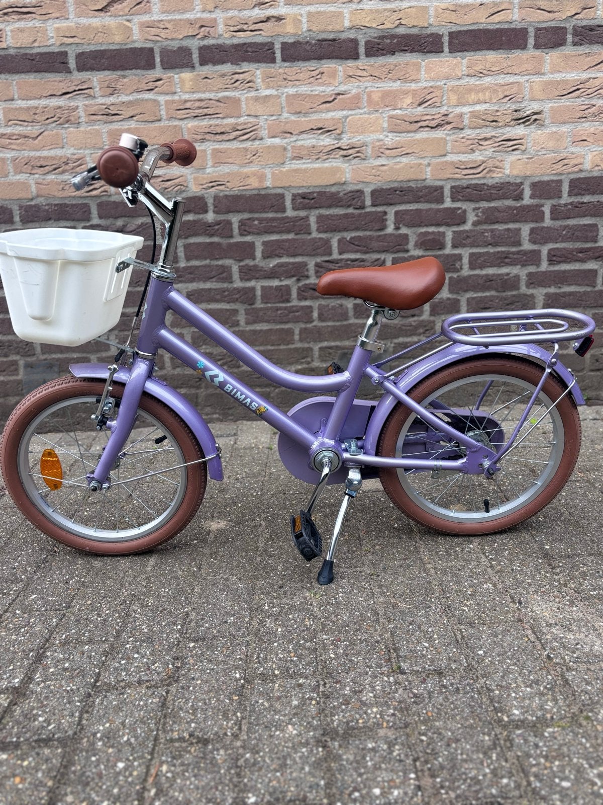 Bimas kinderfiets 16 inch met hand- en terugtraprem, Ophalen, Zo goed als nieuw, Terugtraprem, 16 tot 20 inch