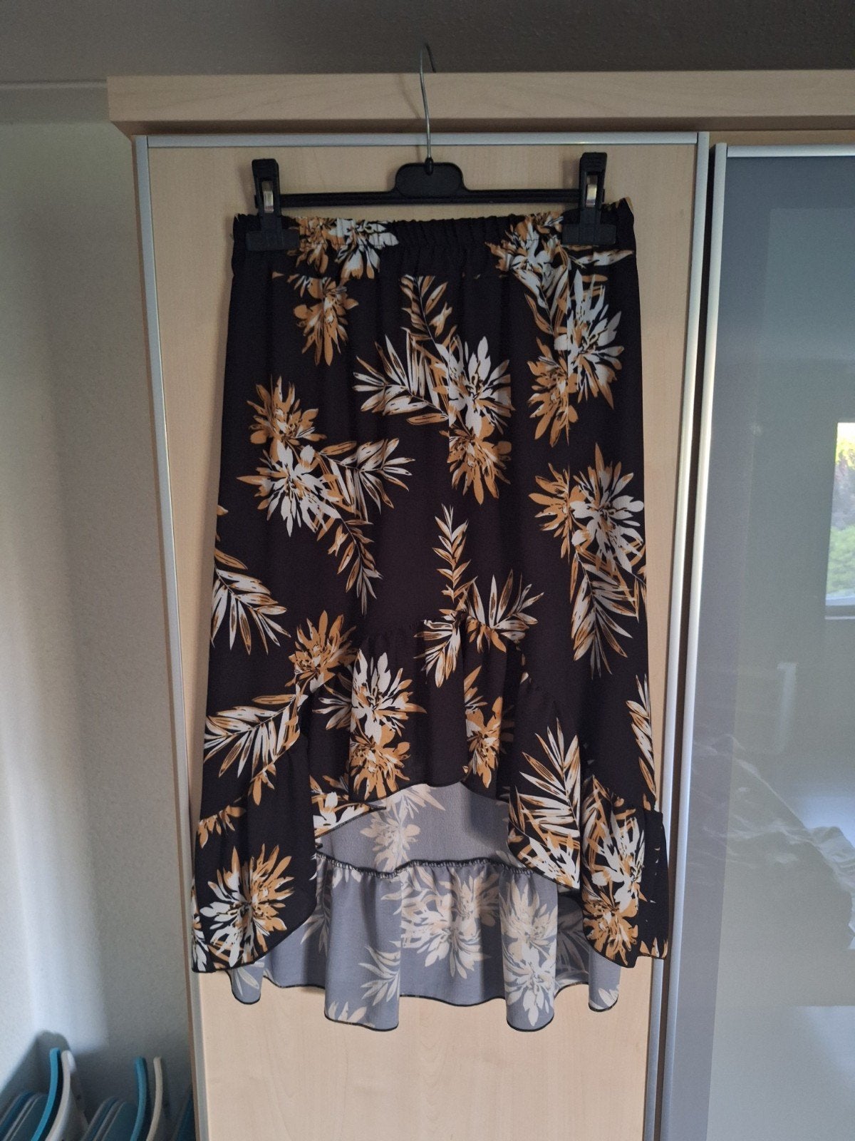 Rok met print en hogere voorkant, Maat 38/40 (M), Zwart, Sophia, Ophalen of Verzenden