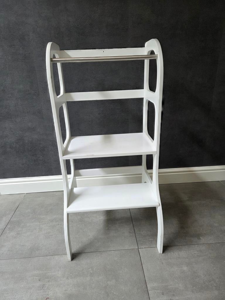 Witte houten opstapje / keukenhulp voor kinderen, Ophalen, Gebruikt