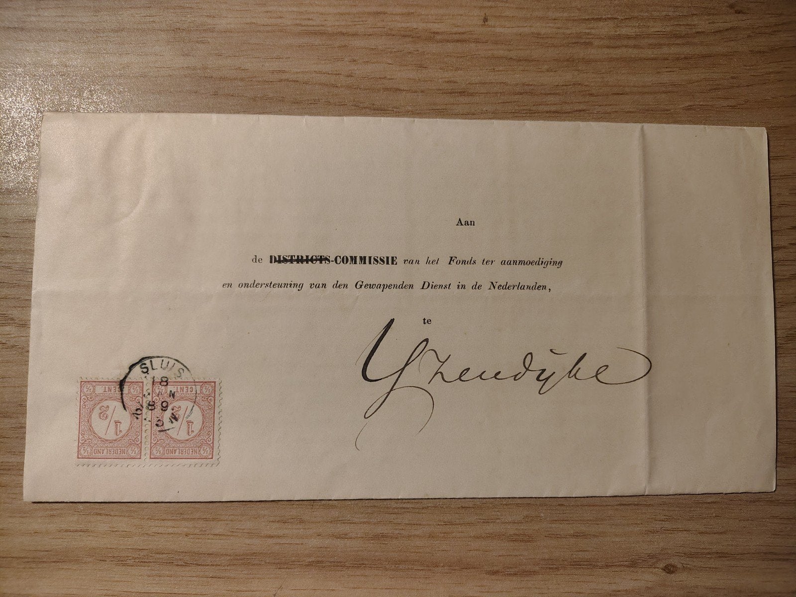 IJzendijke commissie van het fonds gewapende dienst 1889, Ophalen of Verzenden, Landmacht, Nederland, Embleem of Badge