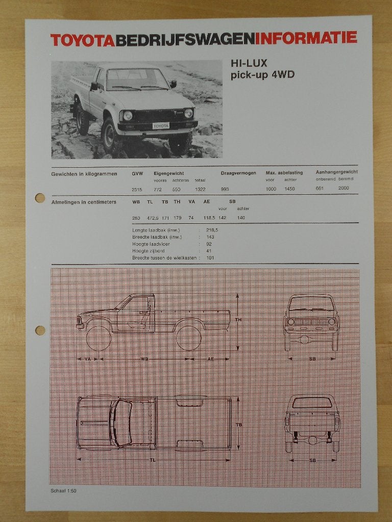 Toyota HiLux 4x4 Pick-up Brochure 1981 Hi-Lux Pickup, Toyota, Ophalen of Verzenden, Zo goed als nieuw, Toyota