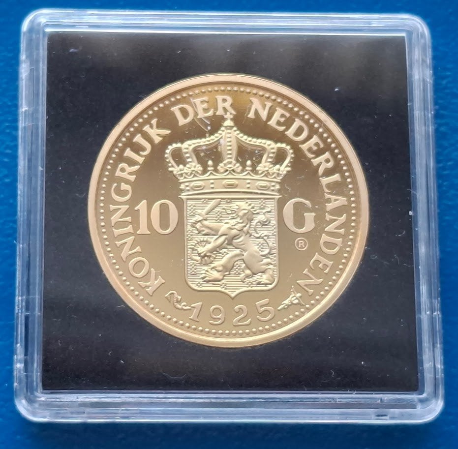 Originele Herslag 10 Gulden 1911 - Wilhelmina, Verzenden, Brons, Nederland