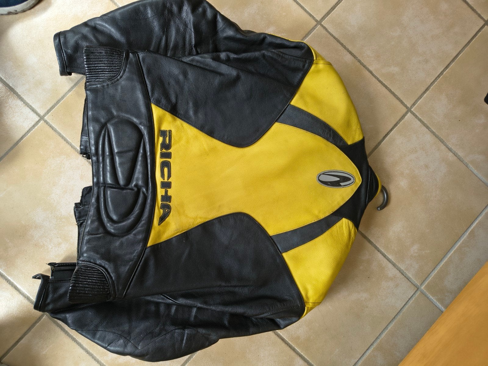 Richa leren motorjas - Zwart/Geel, Heren, Jas | leer, Ophalen of Verzenden, Richa