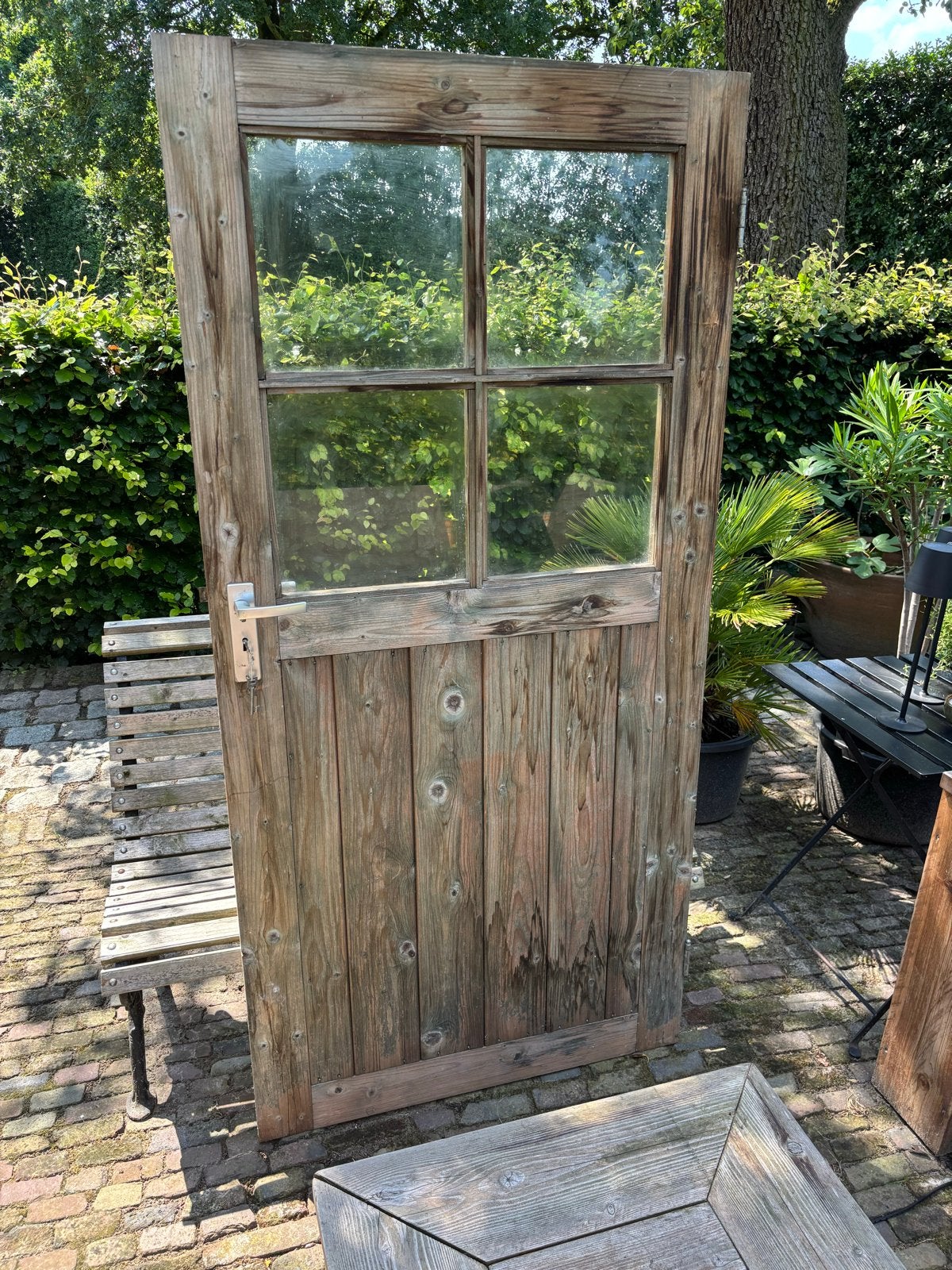Houten deur met glas - 186 x 90 cm, Ophalen, Gebruikt, 80 tot 100 cm, Minder dan 200 cm