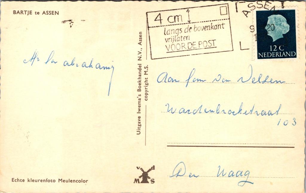 Assen - 4 ansichtkaarten, Verzenden, 1960 tot 1980, Gelopen, Drenthe