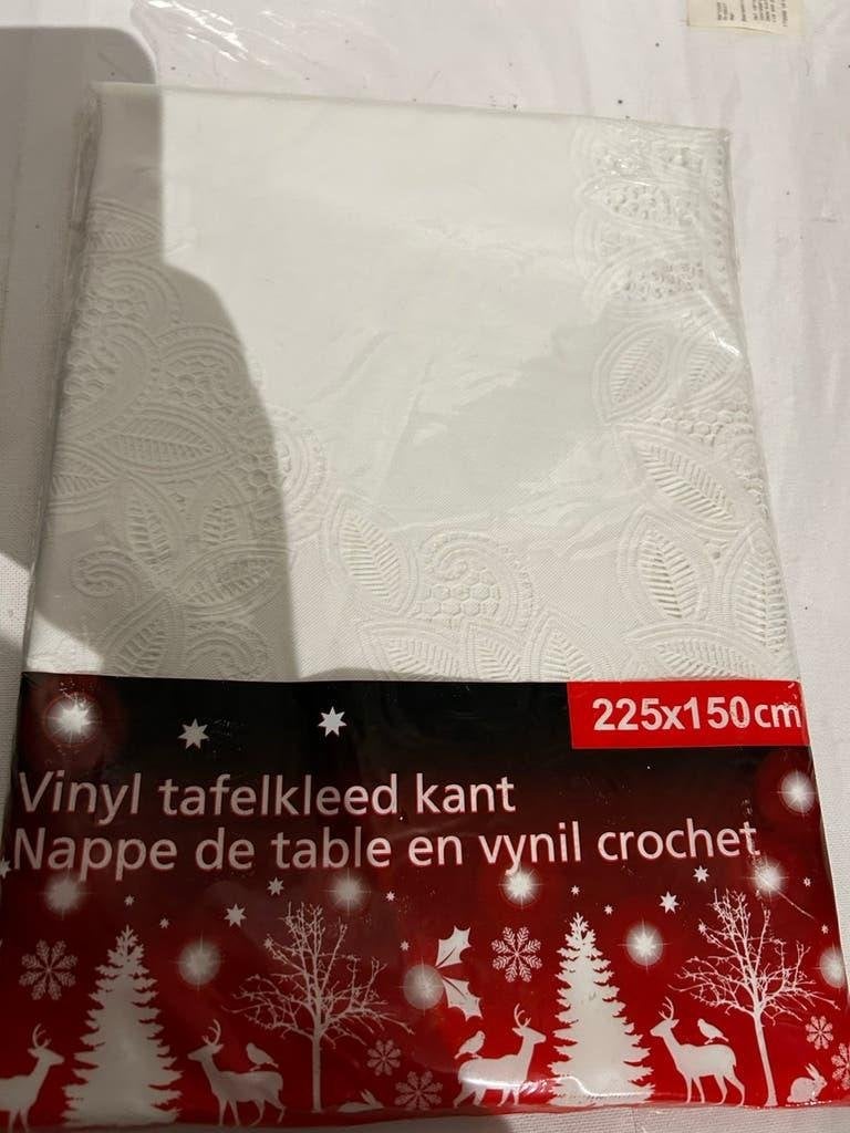 tafelkleed vinyl kant wit 225x150 cm, Nieuw, Ophalen of Verzenden, Wit, Kunststof
