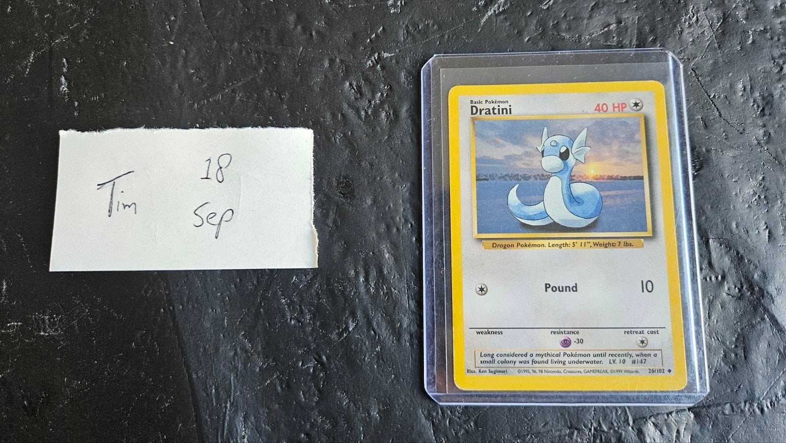 Pokémon Dratini Kaart - Base Set 1999, Ophalen of Verzenden, Gebruikt, Losse kaart