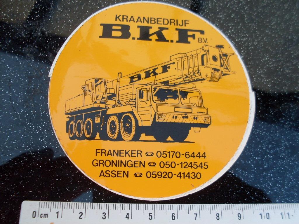 sticker kraanbedrijf b.k.f. bkf franeker groningen assen, Verzenden, Zo goed als nieuw, Bedrijf of Vereniging