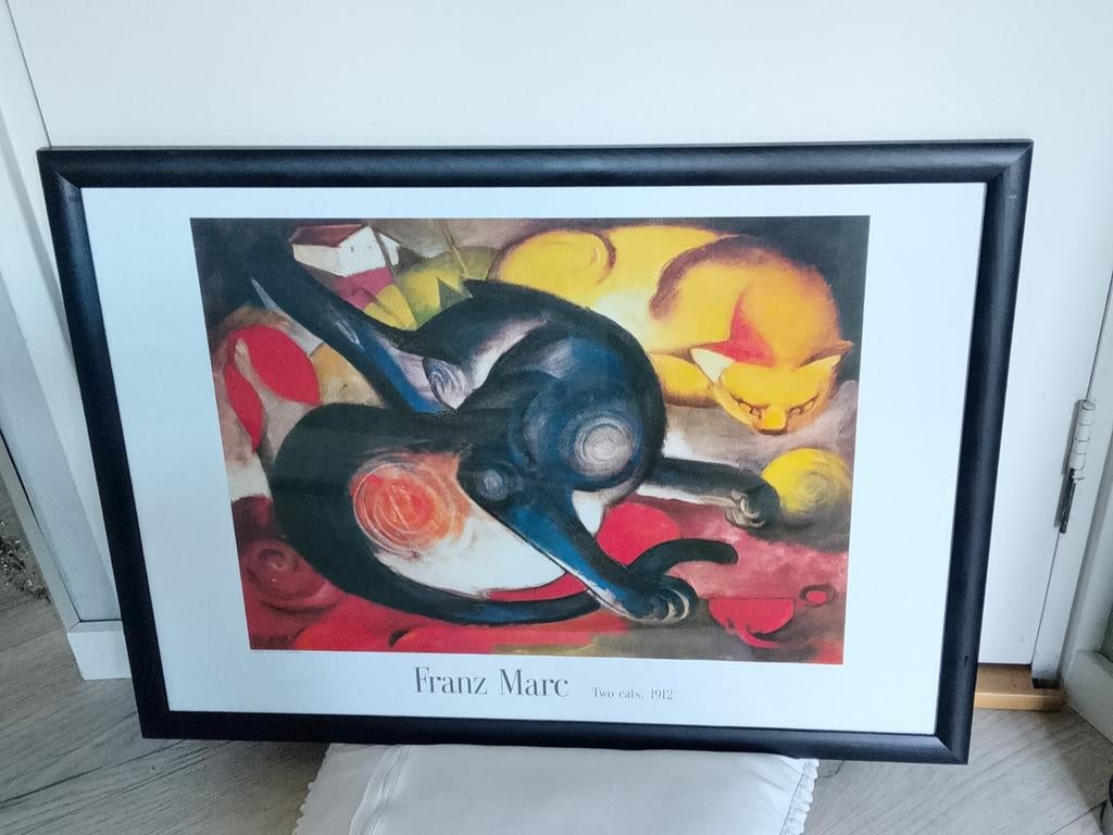 Ingelijste poster van Franz Marc - Two cats, 1912, Ophalen, Rechthoekig Liggend, Zo goed als nieuw, A1 t/m A3