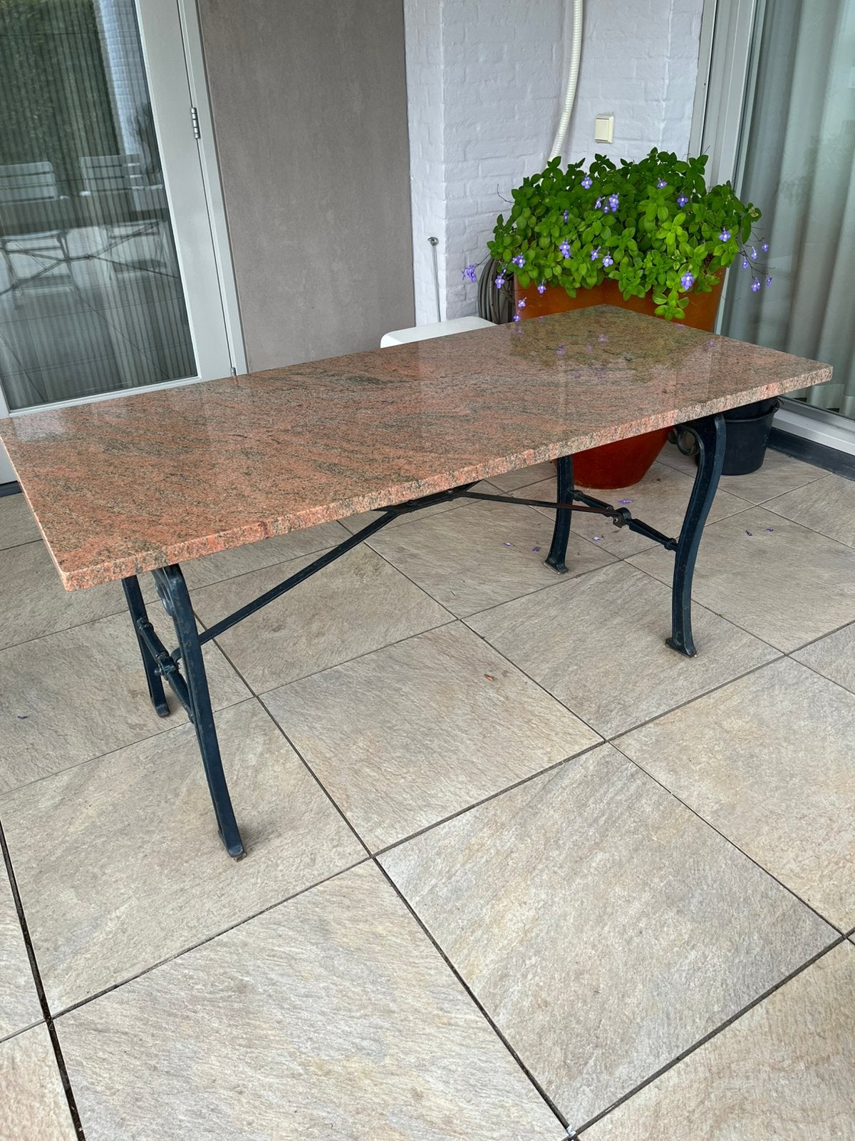 Tuintafel rose marmer, Tuin en Terras, Ophalen, Rechthoekig, Overige materialen