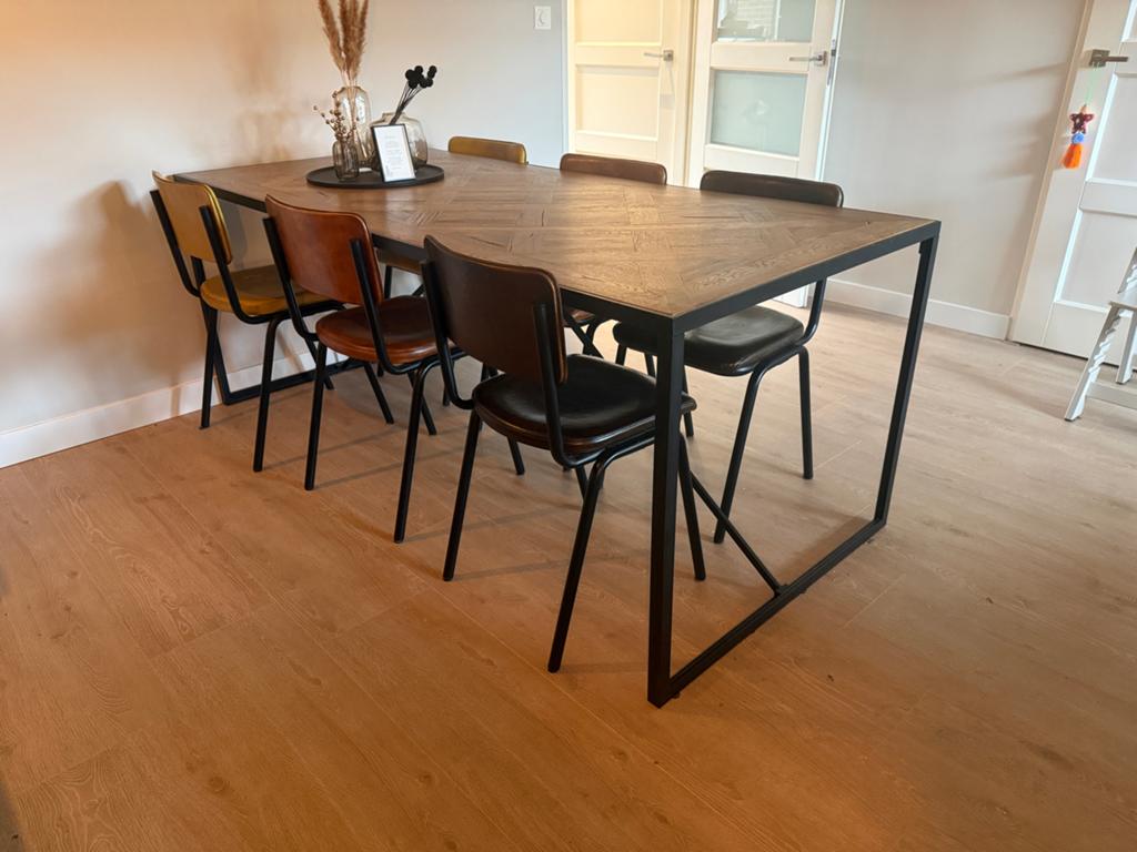 Eettafel 200x90 cm met 6 stoelen, Huis en Inrichting, Tafels | Eettafels, Gebruikt, 50 tot 100 cm, 200 cm of meer, Vijf personen of meer