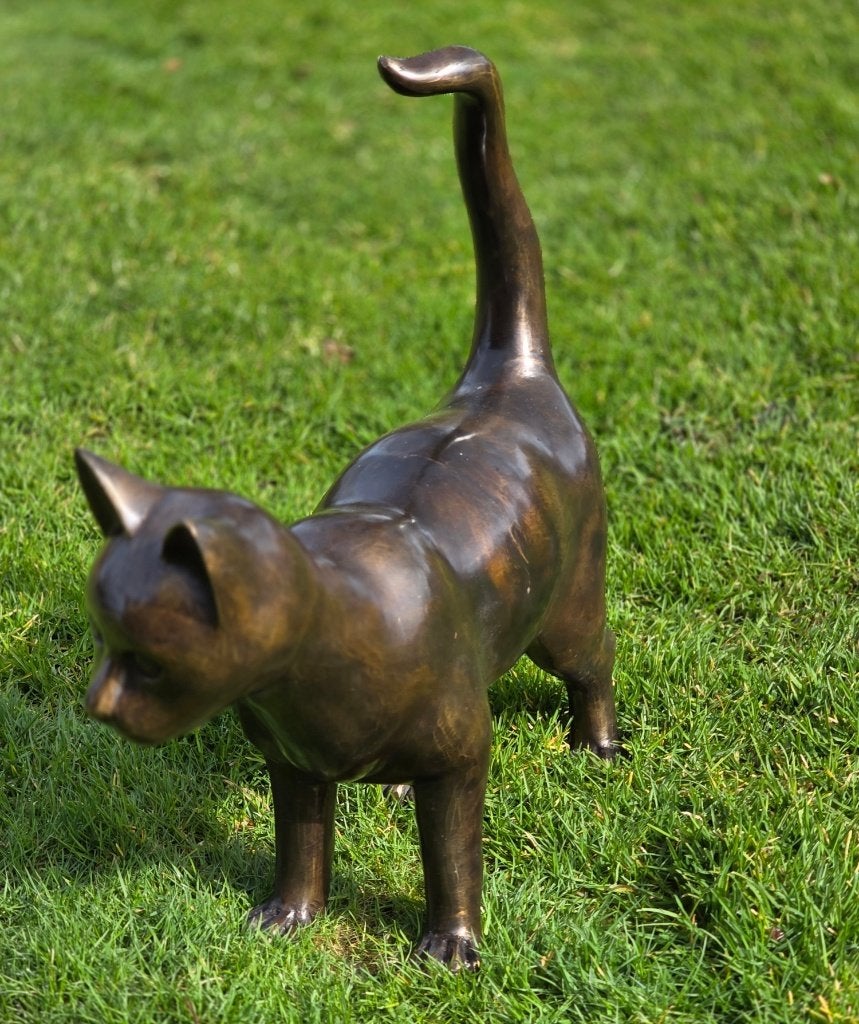GROTE POES / KAT / BRONZEN TUINBEELD / Brons, Nieuw, Info@huisentuindecoratiemarie.nl, Huis en tuin decoratie marie, Dierenbeeld