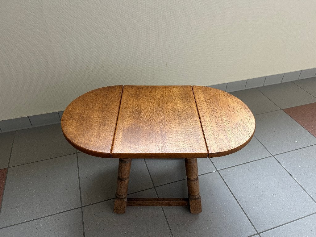 Grappige houten bijzettafel met 2 opklapbare zijkanten , Ophalen, Minder dan 45 cm, Gebruikt, Klassiek